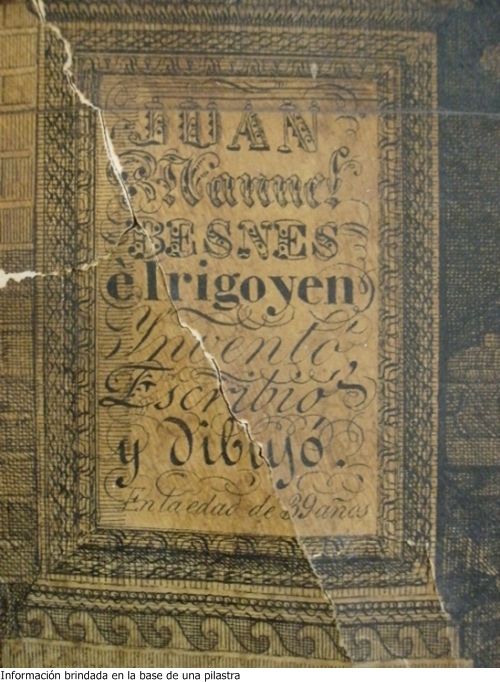 Restauración de cuadro caligráfico de Juan Manuel Besnes e Irigoyen